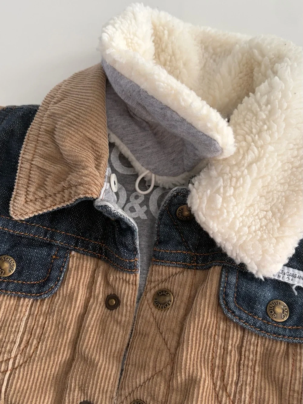Kids Khaki Corduroy Winter Jacket by Dolce & Gabbana Junior 18-24 months